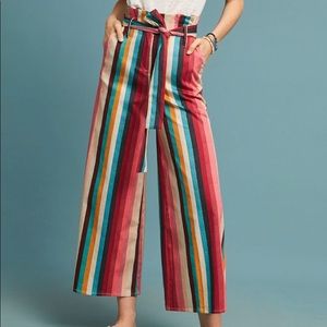Anthropologie striped paperbag waist pants